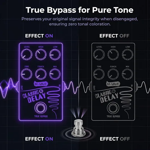 Vista 4 de M-VAVE ClassicDelay - Pedal de guitarra multiefectos, pedal de guitarra multiefectos, pedal de guitarra multiefectos, efecto de guitarra analógica