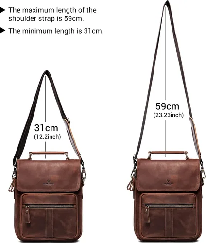 Vista 5 de gzcz Bolso bandolera de cuero para hombre, bolso de mensajero para hombres y mujeres, viajes al aire libre y negocios