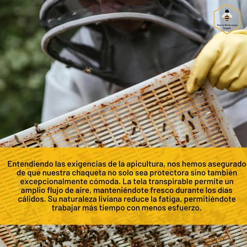 Vista 5 de Chaqueta de apicultura forestal, chaqueta de abeja 100% algodón con velo