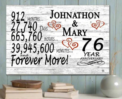 Vista 20 de Letrero personalizado de aniversario de 1 año, regalo de primer aniversario de boda, regalo para días de pareja, minutos, años, madera maciza, 16.5