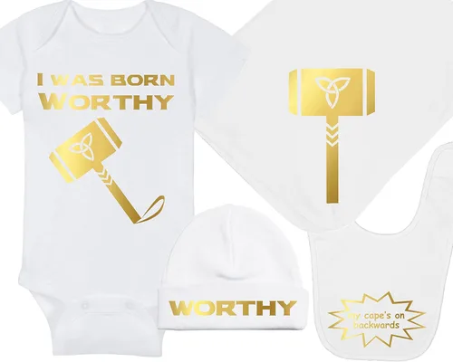 Vista 17 de I Was Born Worthy - Superhero Baby Onesie - Hat - Blanket - Bib Package Combinations