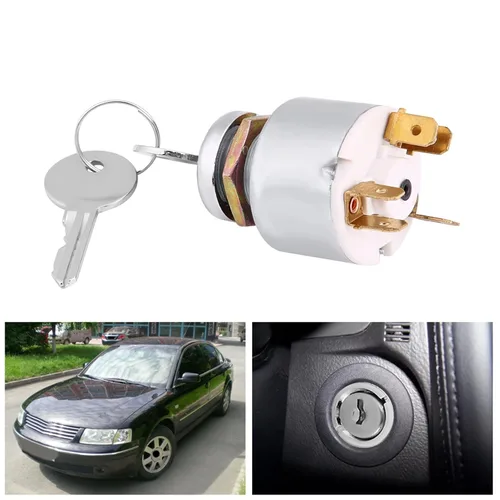 Vista 3 de Interruptor de llave, SPB501 Interruptor de encendido con 2 llaves, 12V Interruptor de encendido universal de 3 posiciones para automóvil, tractor