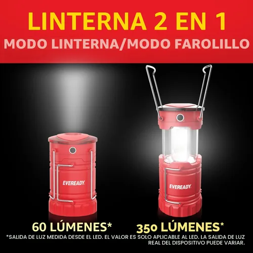 Vista 2 de Eveready LED Camping Lantern 360 PRO (3-Pack), Super Bright Tent Lights, IPX4 Water Resistant LED Lanterns for Power Outage Hurricane Preparedness