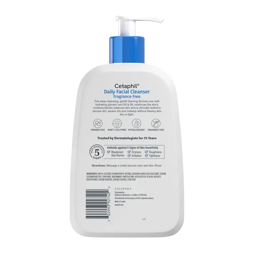 Vista 9 de Cetaphil Lavado Facial, Limpiador Facial Diario para Piel Sensible, Mixta a Grasa, 16 Oz, Sin Fragancia, Espuma Suave, Sin Jabón, Hipoalergénico