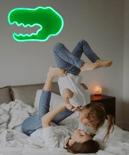 Vista 5 de Señales de neón con cabeza de dinosaurio, decoración de pared para niños