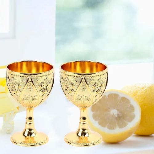 Vista 7 de HERCHR 2 copas vintage, copa de vino medieval, copa de vino de metal de cobre en relieve, mini copas de comunión, copa de vino real, relieve 3D