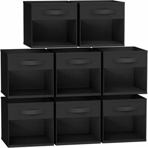 Vista 45 de DIMJ Cubo de almacenamiento, 6 paquetes de contenedores plegables con asas, contenedores de tela para organización, cubos organizadores