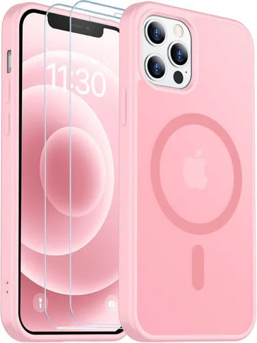 Vista 254 de SPIDERCASE Funda magnética translúcida diseñada para iPhone 11, con 2 protectores de pantalla de vidrio templado, antihuellas, para iPhone 11 de 6.1