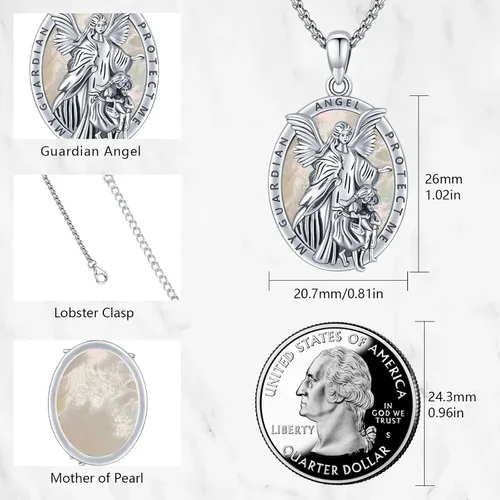Vista 5 de Collar con colgante de San MiguelSan CristóperSan SebastiánGuadalupeÁngel de la GuardaSanta MuerteJudeJoseph para hombres y mujeres, plata de ley