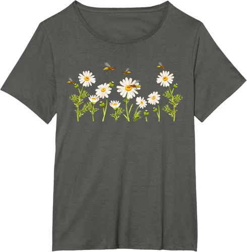 Vista 91 de Marguerites Daisy - Camiseta de verano con margaritas de jardín de flores, Negro, S