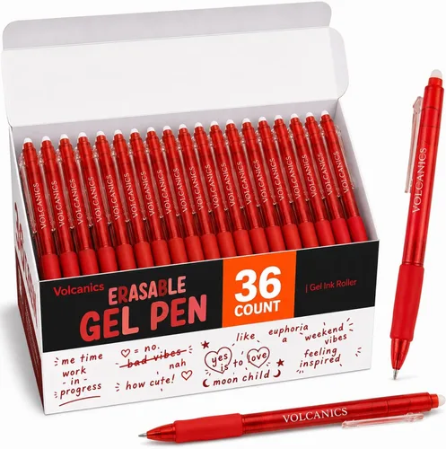 Vista 24 de Volcanics Retractable Erasable Gel Pens, Soft Black, 0.7mm, 12 Pack Negro