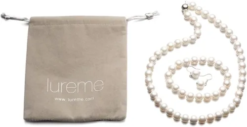 Vista 3 de LUREME Juego de collar y pulsera elástica de perlas de estilo moderno (09000649), Perla
