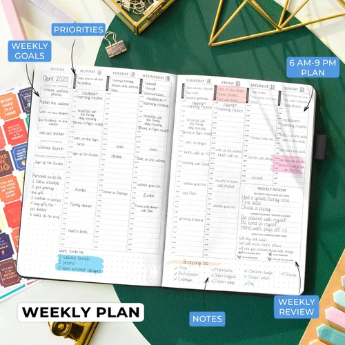 Vista 3 de Legend - Agenda por hora sin fecha, planificador diario por hora con ranuras de tiempo, organizador semanal de gestión del tiempo y libro de citas