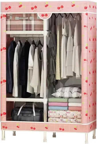 Vista 10 de large closets Wardrobe Closet with Pattern Cloth Cover Wardrobe Closet Steel Rack Closet for Clothes Saves Space Portable Storage Closet Space-saving