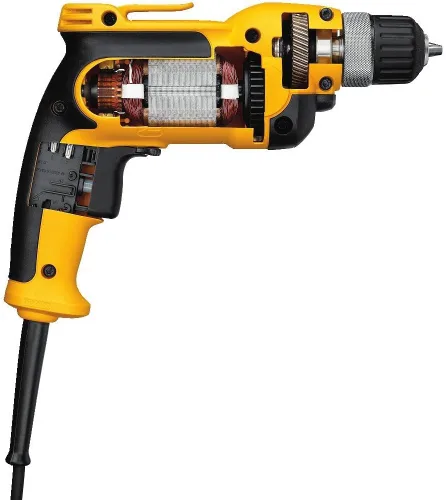 Vista 3 de Dewalt DWD110KR - Empuñadura de pistola de velocidad variable de 7 amperios, 0 a 2500 RPM, kit de taladro con cable de 3/8 pulgadas con mandril sin