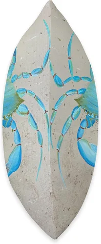 Vista 2 de KEP Paints Blue Crab Beach Scene, Ocean Lover, almohada temática náutica, 16 x 16 pulgadas, multicolor