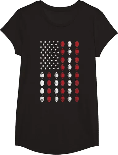 Vista 3 de Camiseta patriótica de jugador atleta del 4 de julio de fútbol americano, Negro