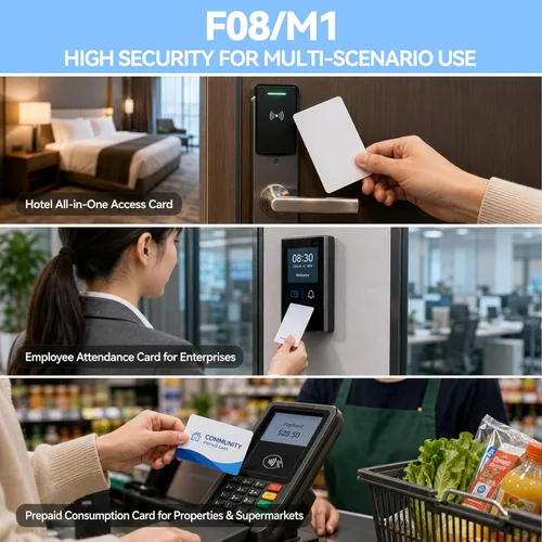 Vista 5 de 80 tarjetas inteligentes RFID, 13.56 MHz ISO14443A Mifare Classic 1K tarjetas sin contacto imprimibles en blanco, compatibles con lector RFID