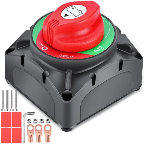Vista 32 de Nilight Battery Disconnect Switch with Waterproof Key and Cover 12V 24V On Off Battery Master Isolator Cut Off Power Kill Switch for Car Marine Boat