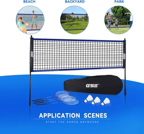 Vista 4 de GSE Games & Sports Expert Outdoor Yard Sports Net Game Set for Backyards, Parks, Beach, Lawn. Volleyball Set, Badminton Set OR Volleyball &