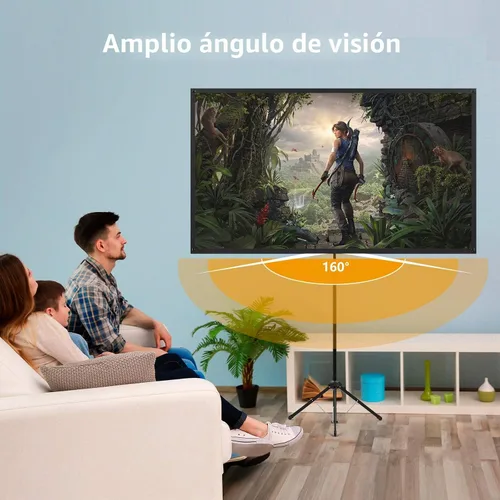 Vista 6 de Pantalla de proyector con soporte, pantalla de proyector portátil y soporte, 60 pulgadas 16:9, pantalla de proyección al aire libre, marco