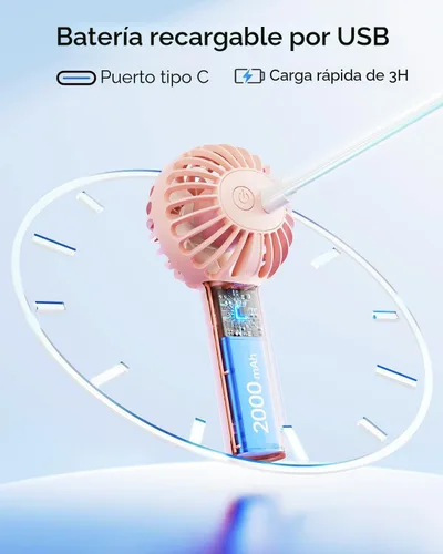 Vista 4 de SWEETFULL Mini Ventilador Portátil – Ventilador de Mano Recargable, 3 Velocidades, Pequeños Regalos de Mano Personales para Artículos Esenciales