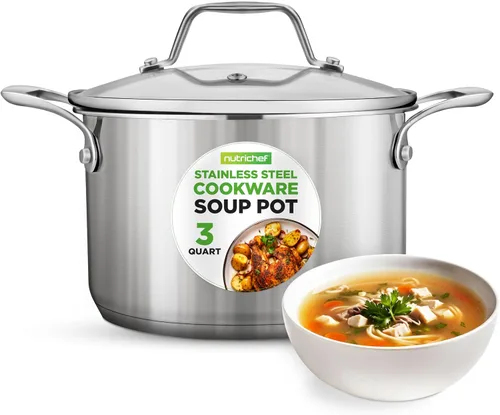Vista 13 de NutriChef Olla de acero inoxidable de 2 cuartos de galón con tapa, cacerola resistente con asas ergonómicas, para todas las estufas