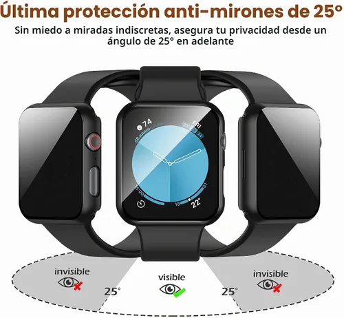 Vista 3 de Misxi - Juego de 2 fundas de PC con protección de privacidad para Apple Watch SE 3 (2025) SE 2 Series 6 Series 5 Series 4 de 40mm, cubierta delgada