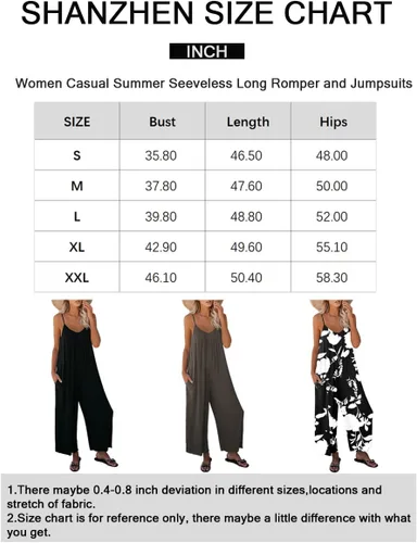 Vista 6 de Overol casual sin mangas para mujer, cuello en V, correa ajustable, pantalones largos sueltos con bolsillos