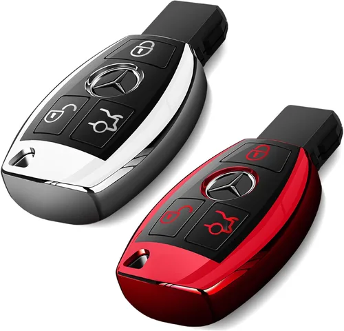 Vista 12 de Intermerge para funda de llavero Mercedes Benz, funda de llave de TPU suave premium compatible con Mercedes Benz C E S M CLS CLK G Class, llave Azul