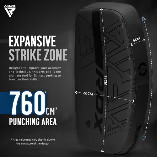 Vista 2 de RDX Almohadillas Tailandesas Curvas Kickboxing Muay Thai con Mango de Agarre Sólido, Cuero de Piel Maya KARA Escudo de Golpes para Rodillas, Codos