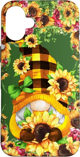 Vista 22 de iPhone 16 Unique Summer Gnome For Hippie With Cute Sunflower Gnomie Case