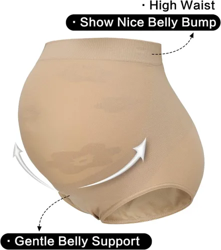 Vista 2 de Fajas de maternidad sin costuras, bragas con soporte para el vientre para vestidos y pantalones, ropa interior de embarazo de cintura alta, S-XXXL