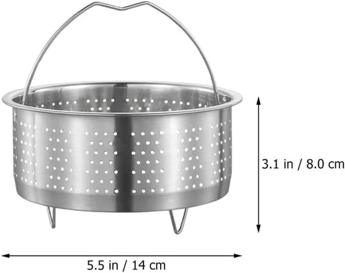 Vista 6 de UPKOCH Cesta de vapor de acero inoxidable para verduras, cesta para cocinar al vapor, inserto de cocina al vapor con asa para verduras, pescados