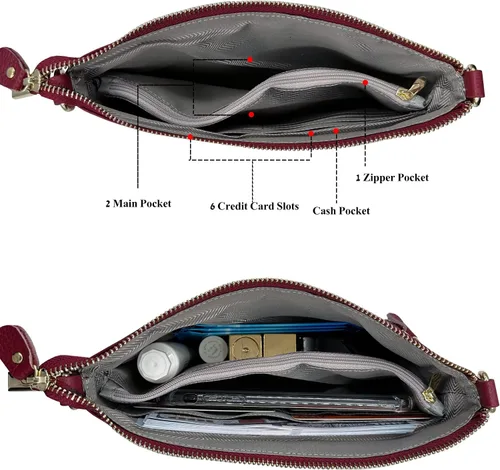 Vista 5 de Beurlike Cartera de cuero para mujer, bolso cruzado pequeño para teléfono