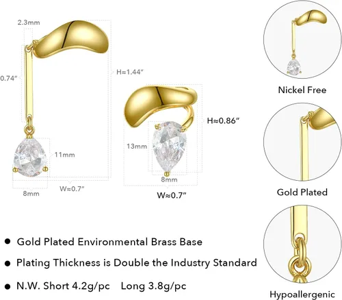 Vista 2 de Geometric Twisted Line Ear Cuff Silver Gold Plated Cross Ear cuffs with Stone Clip on Earrings Women Men