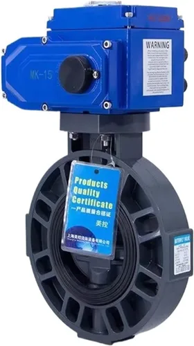 Vista 3 de 1pcs MKD971X-10S Electric Butterfly Valve Plastic UPVC Corrosion and Acid Alkali Electric Butterfly Valve(DN100,70 CELSIUS)