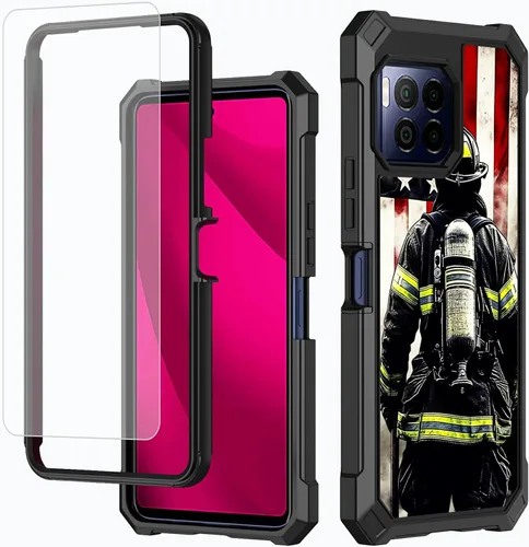 Vista 21 de Funda para T-Mobile Revvl 7 de 6.6 pulgadas con protector de pantalla, policarbonato duro de doble capa resistente y TPU suave a prueba de golpes