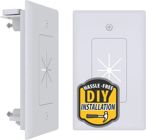 Vista 4 de DATA COMM Electronics 45-0008-BK - Placa de pared empotrada de bajo voltaje para montaje fácil, perfil delgado, se adapta detrás de soportes