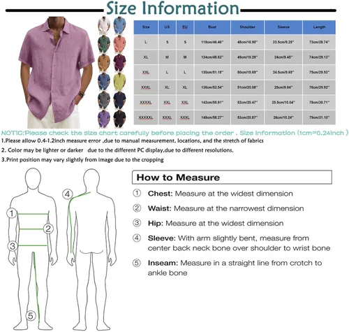 Vista 3 de Camisas de manga corta con botones para hombre, estilo casual, ajustadas, para trabajo, ajuste regular
