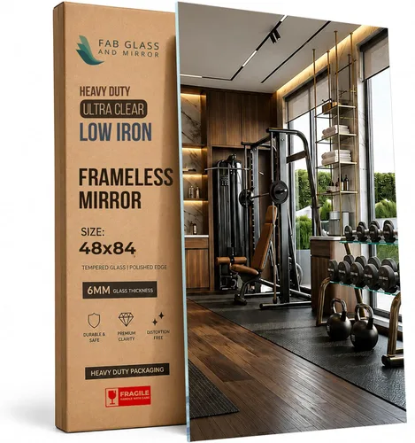Vista 14 de Fab Glass and Mirror Espejo grande para gimnasio en casa de 48x72 - Panel de pared de vidrio templado HD de longitud completa - Pantalla profesional