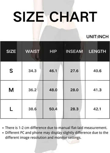 Vista 5 de JZC Pantalones de paracaídas para mujer, pantalones cargo holgados de cintura baja, pantalones Y2K con bolsillos, pantalones deportivos relajados