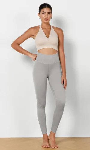 Vista 5 de ODODOS Leggings sin costuras para mujer, cintura alta, lavado ácido, acanalado, pantalones de entrenamiento, gimnasio, yoga