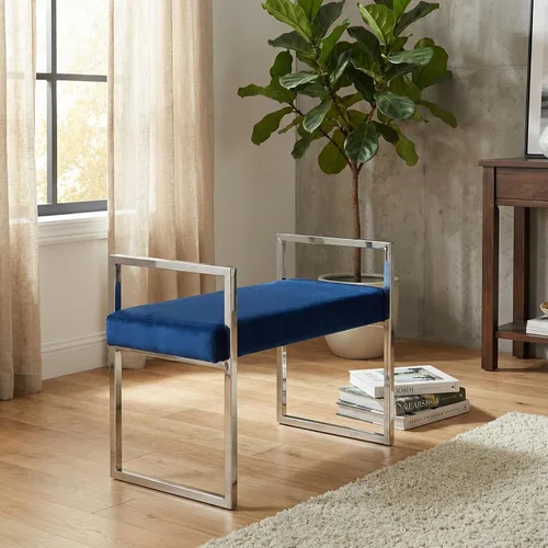 Vista 10 de Cortesi Home Anna Bench Ottoman, 24 pulgadas, azul