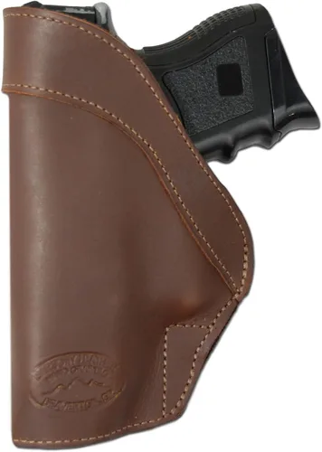 Vista 2 de Barsony Funda IWB de cuero marrón + funda para cargador compacta, subcompacta de 0.354 in, 40 y 45