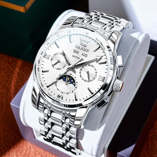 Vista 47 de OLEVS Relojes automáticos para hombre, esqueleto mecánico, de lujo, a la moda, reloj de pulsera luminoso impermeable