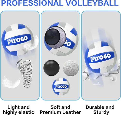 Vista 5 de Red de voleibol para patio trasero, juego de red de voleibol profesional portátil al aire libre resistente con postes de aluminio ajustables, diseño