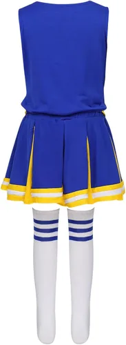 Vista 2 de Disfraz de animadora para niños y niñas, 2 piezas, sin mangas, disfraz de líder de animación, cosplay, baile, disfraz elegante