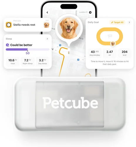 Vista 2 de Petcube GPS Tracker para perros - Seguimiento GPS en tiempo real y alertas de escape Vallas virtuales, monitoreo de actividad y bienestar, brillo