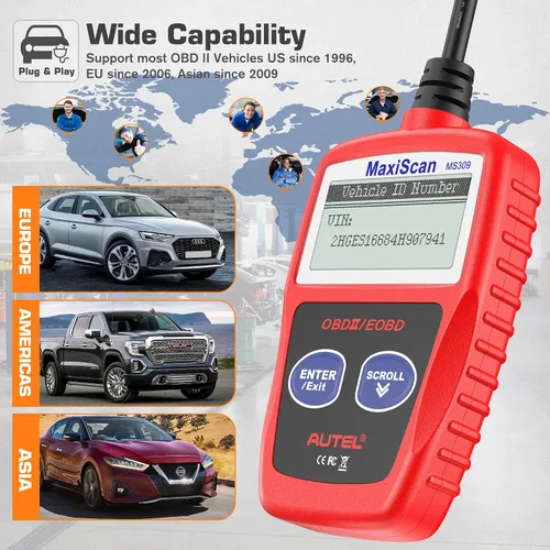Vista 3 de Autel MaxiScan MS309 Can OBD-II Escáner de código de diagnóstico